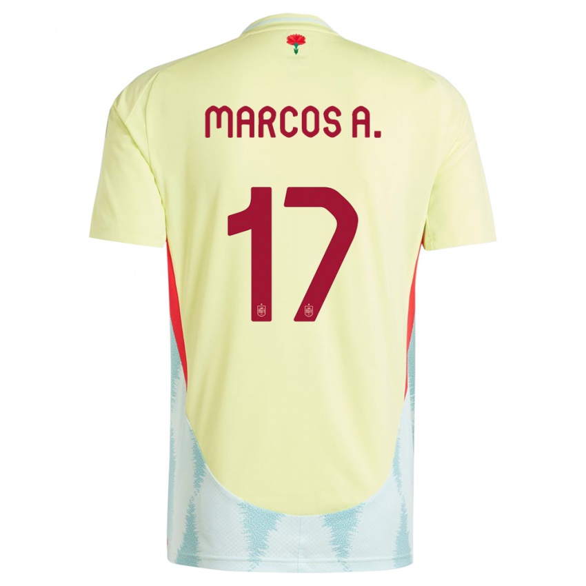Homem Camisola Espanha Marcos Alonso #17 Amarelo Alternativa 24-26 Camisa Brasil