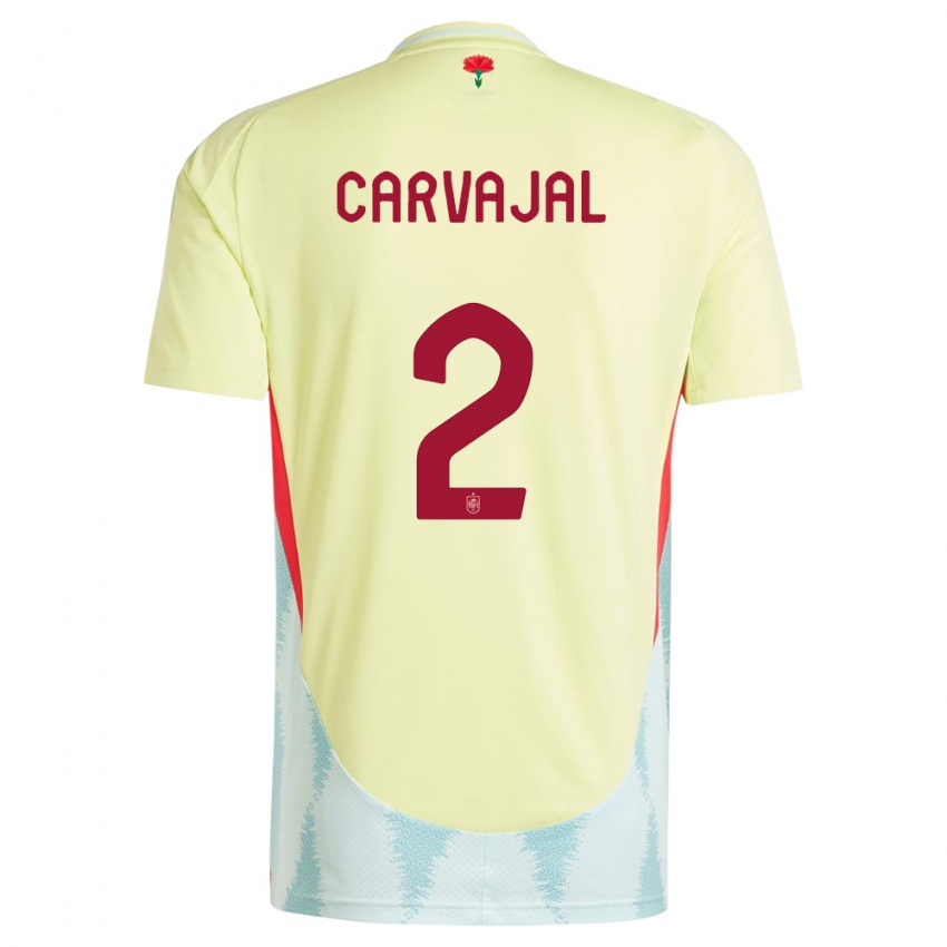 Homem Camisola Espanha Daniel Carvajal #2 Amarelo Alternativa 24-26 Camisa Brasil