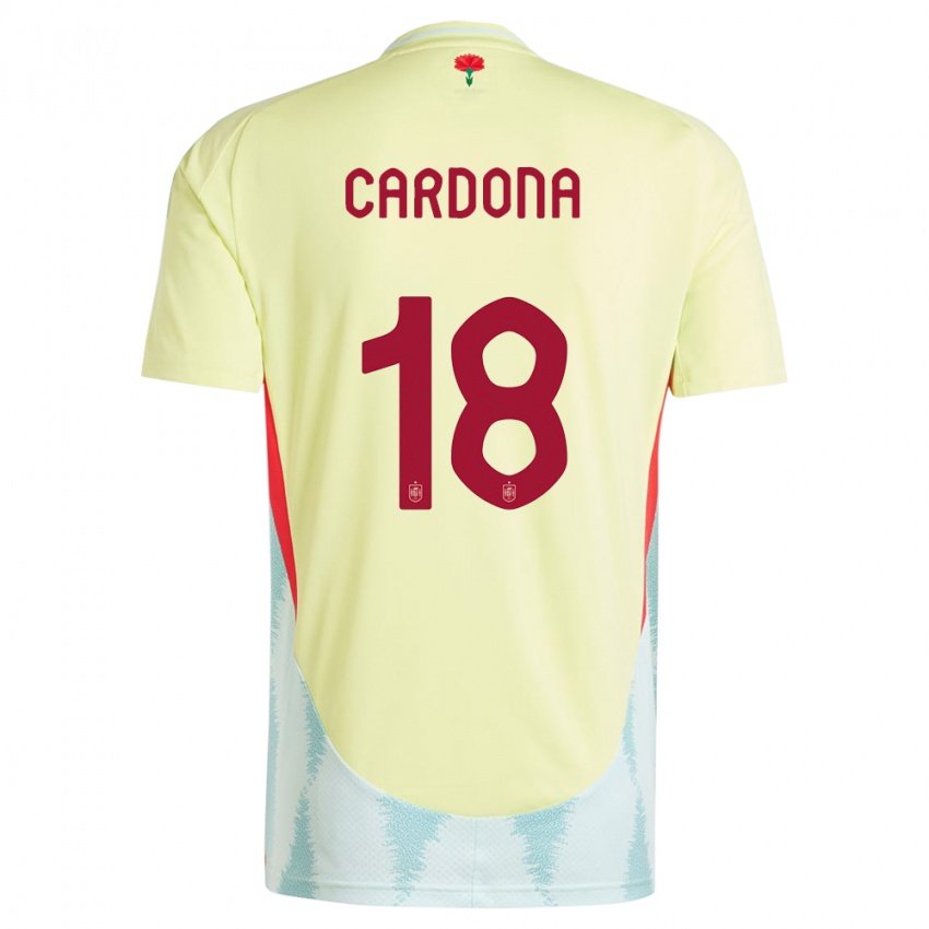 Homem Camisola Espanha Marta Cardona #18 Amarelo Alternativa 24-26 Camisa Brasil