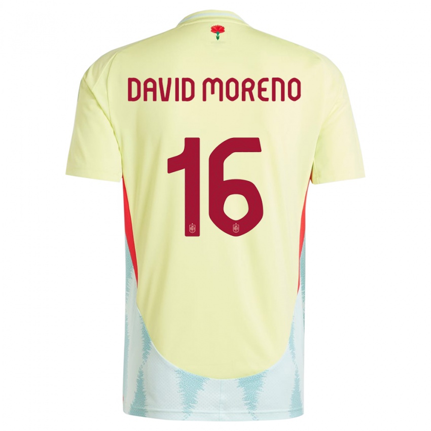 Homem Camisola Espanha Antonio David Moreno #16 Amarelo Alternativa 24-26 Camisa Brasil