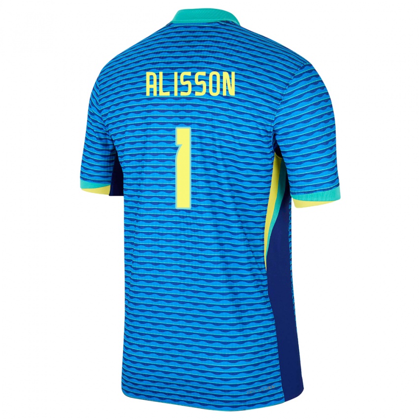 Homem Camisola Brasil Alisson #1 Azul Alternativa 24-26 Camisa Brasil