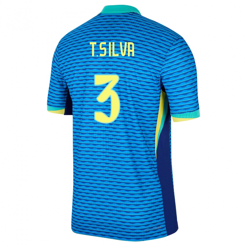 Homem Camisola Brasil Thiago Silva #3 Azul Alternativa 24-26 Camisa Brasil