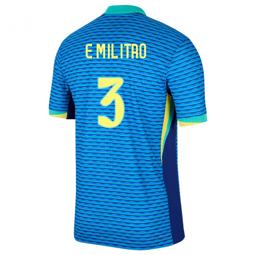 Homem Camisola Brasil Eder Militao #3 Azul Alternativa 24-26 Camisa Brasil