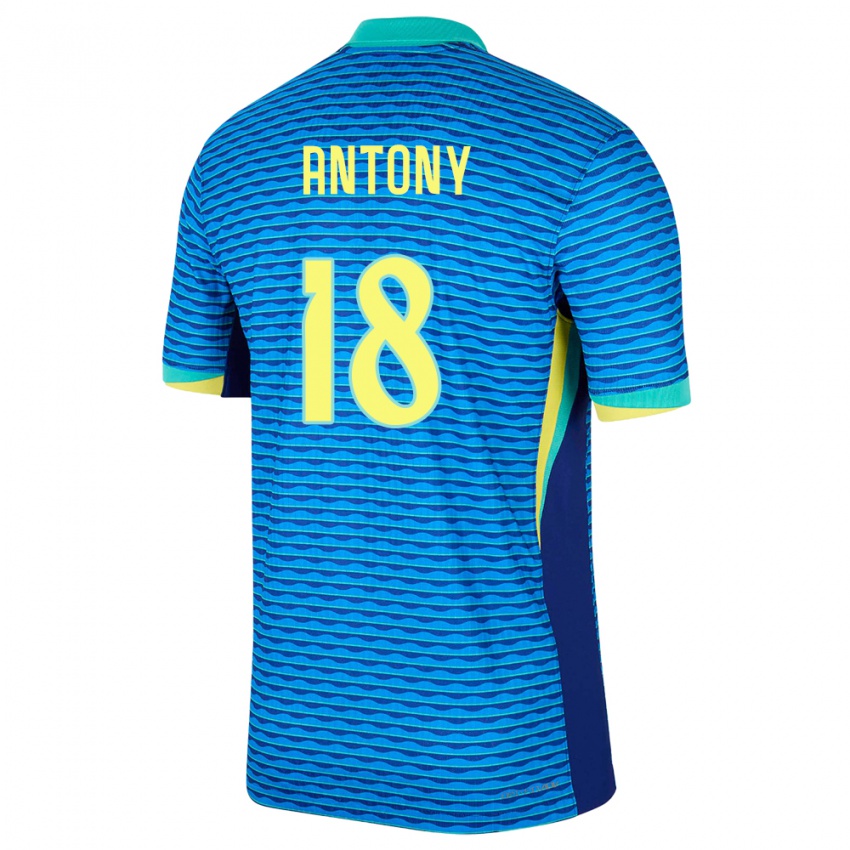 Homem Camisola Brasil Antony #18 Azul Alternativa 24-26 Camisa Brasil