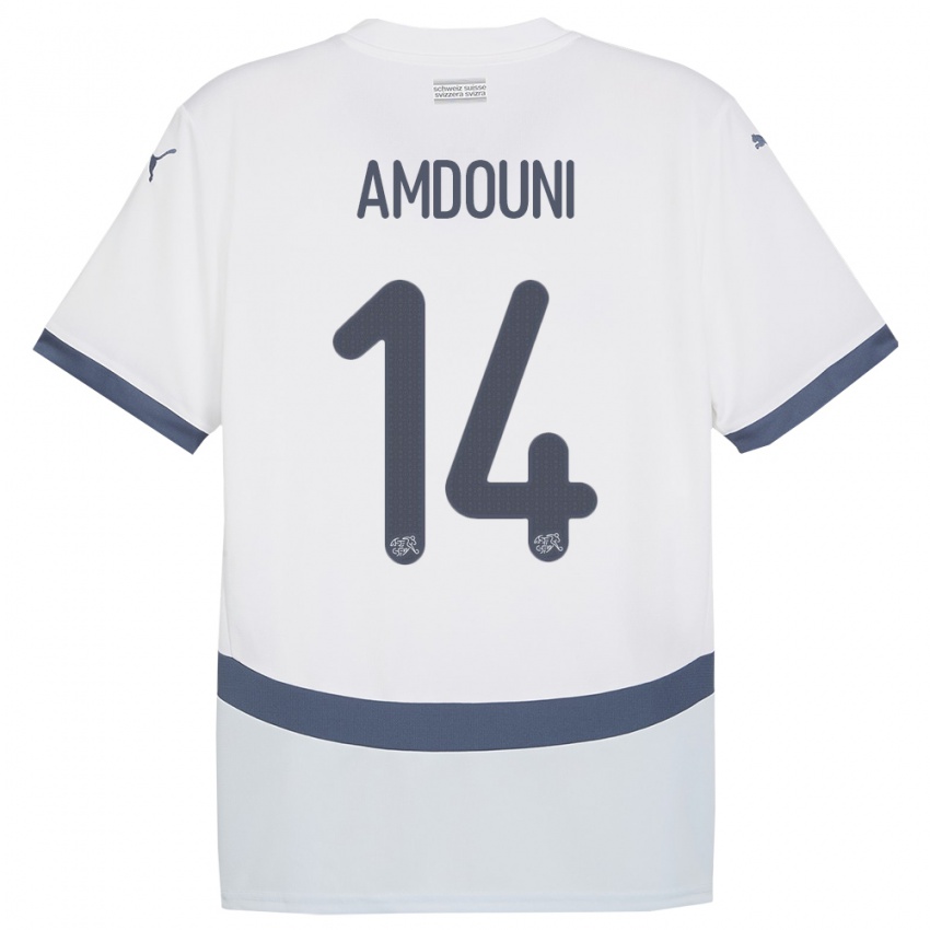 Homem Camisola Suiça Mohamed Zeki Amdouni #14 Branco Alternativa 24-26 Camisa Brasil