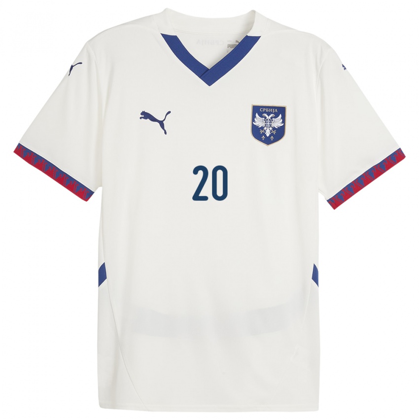 Homem Camisola Sérvia Sergej Milinkovic-Savic #20 Branco Alternativa 24-26 Camisa Brasil