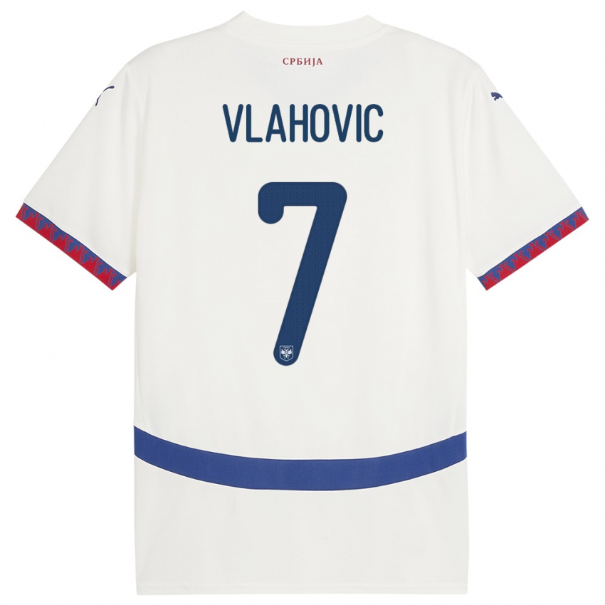 Homem Camisola Sérvia Dusan Vlahovic #7 Branco Alternativa 24-26 Camisa Brasil