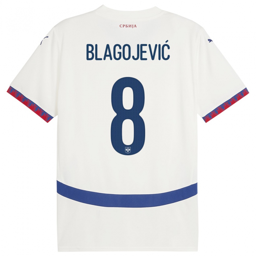 Homem Camisola Sérvia Dina Blagojevic #8 Branco Alternativa 24-26 Camisa Brasil