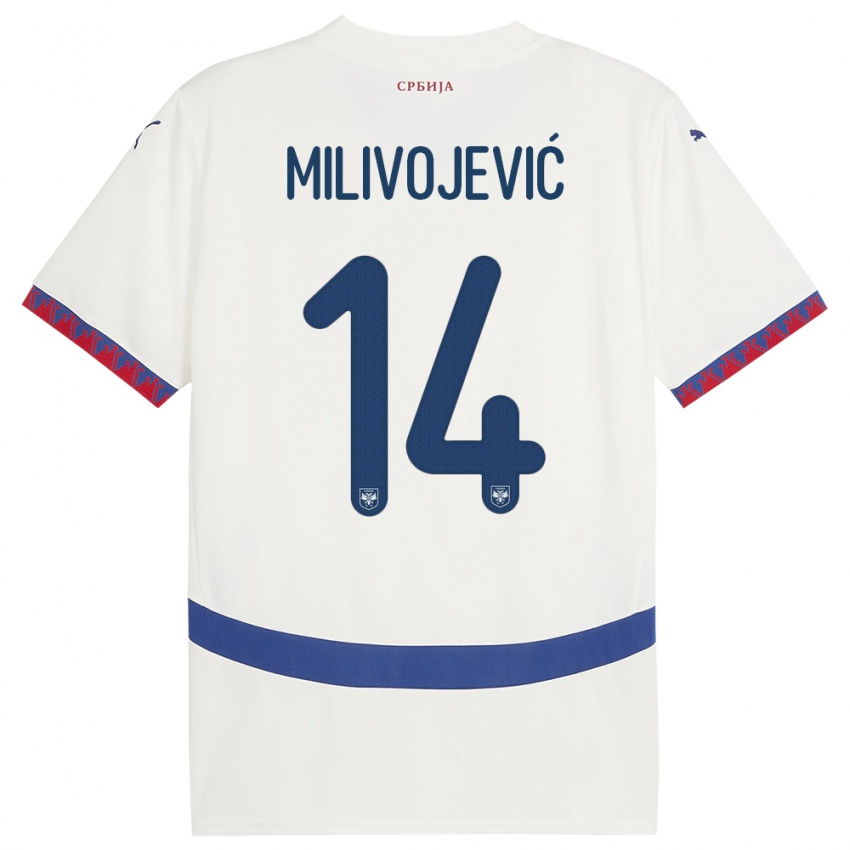 Homem Camisola Sérvia Vesna Milivojevic #14 Branco Alternativa 24-26 Camisa Brasil