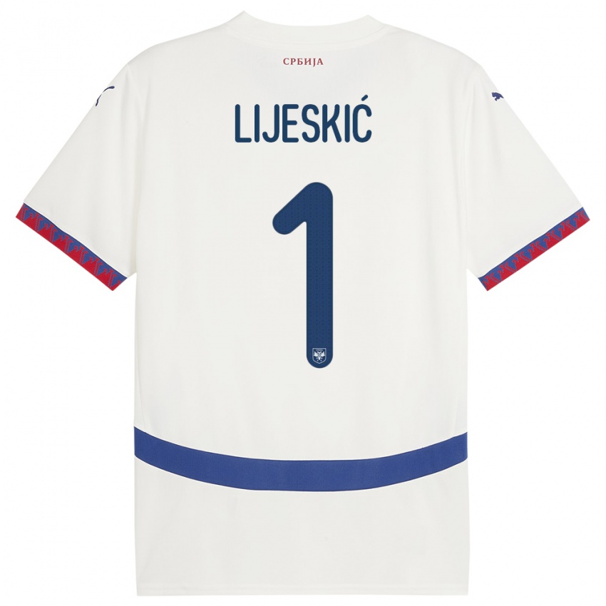 Homem Camisola Sérvia Luka Lijeskic #1 Branco Alternativa 24-26 Camisa Brasil