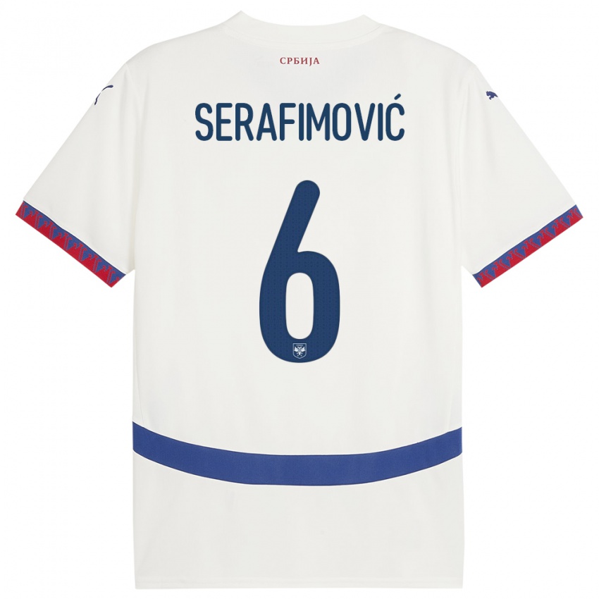 Homem Camisola Sérvia Vojin Serafimovic #6 Branco Alternativa 24-26 Camisa Brasil