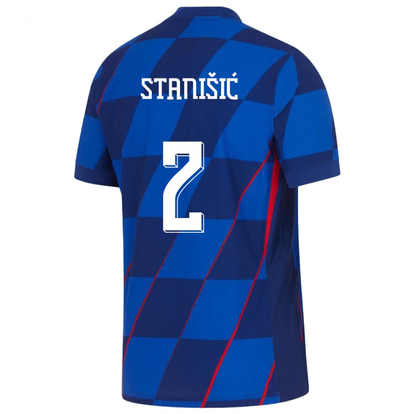 Homem Camisola Croácia Josip Stanisic #2 Azul Alternativa 24-26 Camisa Brasil