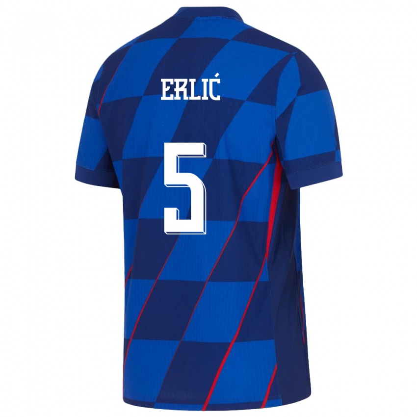 Homem Camisola Croácia Martin Erlic #5 Azul Alternativa 24-26 Camisa Brasil