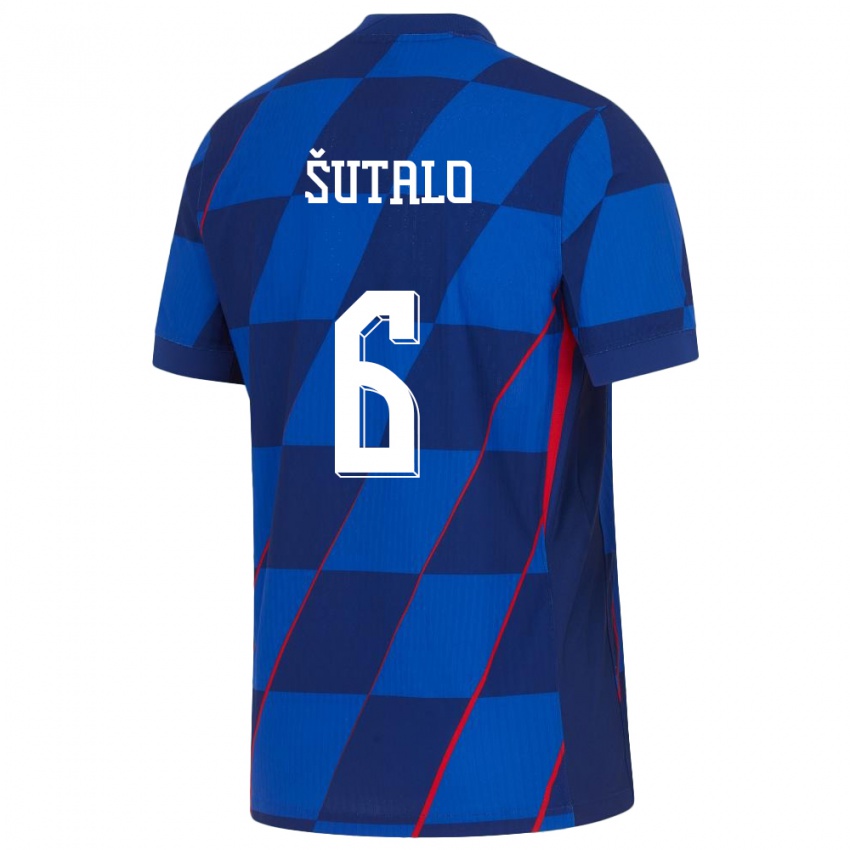 Homem Camisola Croácia Josip Sutalo #6 Azul Alternativa 24-26 Camisa Brasil