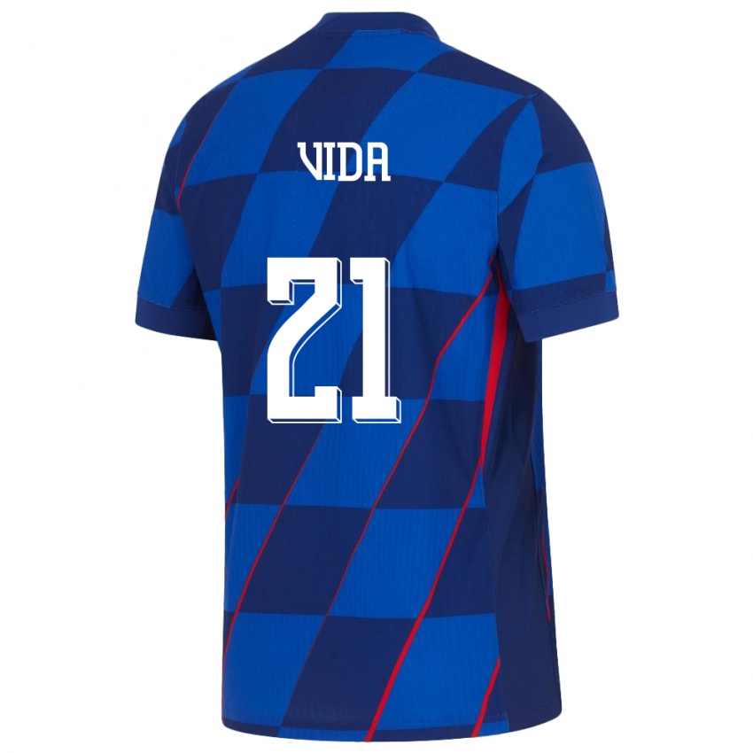 Homem Camisola Croácia Domagoj Vida #21 Azul Alternativa 24-26 Camisa Brasil