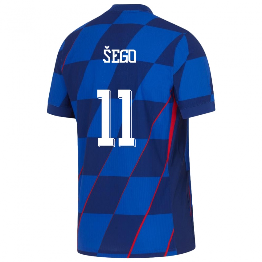 Homem Camisola Croácia Michele Sego #11 Azul Alternativa 24-26 Camisa Brasil