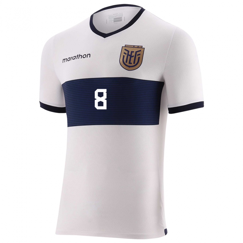 Homem Camisola Equador Carlos Gruezo #8 Branco Alternativa 24-26 Camisa Brasil