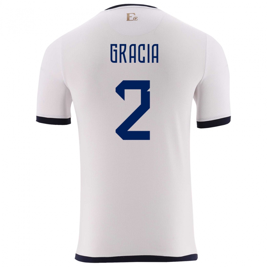 Homem Camisola Equador Ericka Gracia #2 Branco Alternativa 24-26 Camisa Brasil