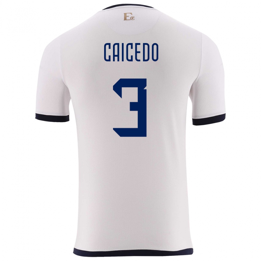 Homem Camisola Equador Jessy Caicedo #3 Branco Alternativa 24-26 Camisa Brasil