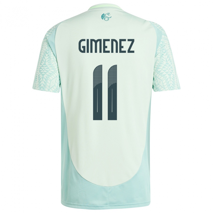 Homem Camisola México Santiago Gimenez #11 Linho Verde Alternativa 24-26 Camisa Brasil