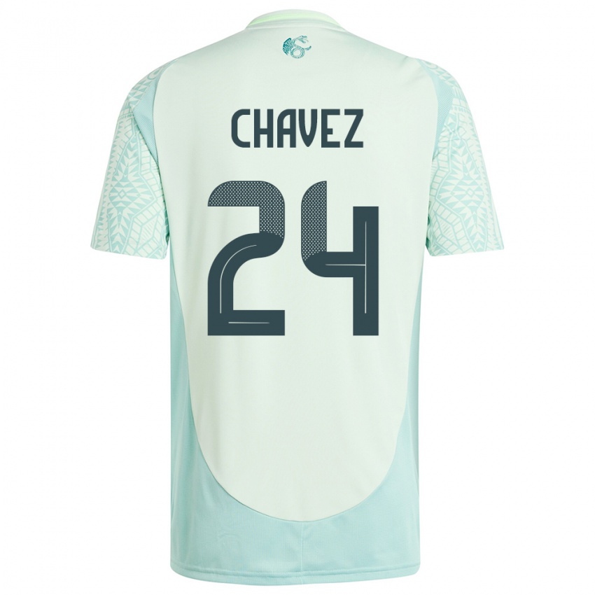 Homem Camisola México Luis Chavez #24 Linho Verde Alternativa 24-26 Camisa Brasil