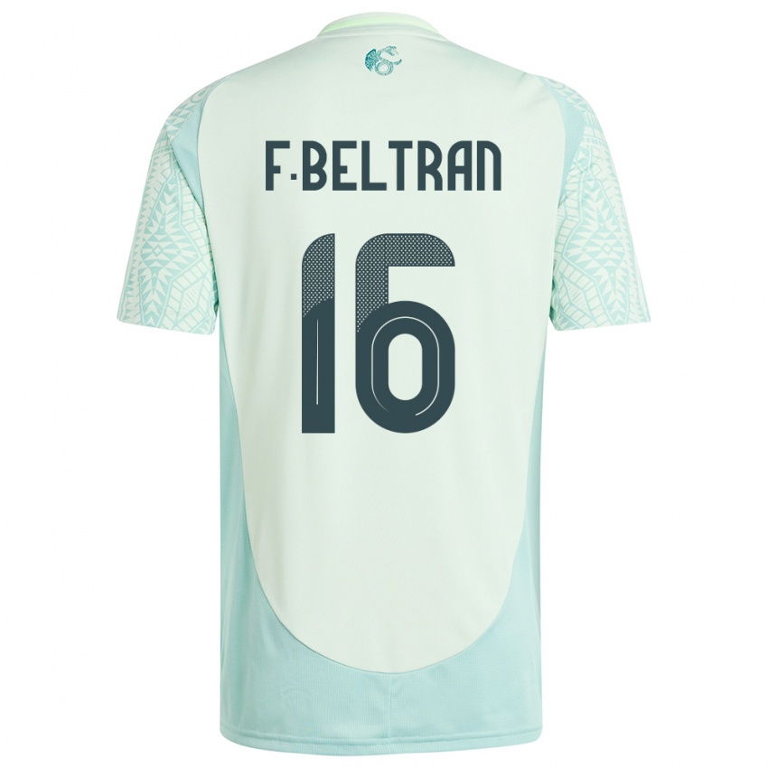 Homem Camisola México Fernando Beltran #16 Linho Verde Alternativa 24-26 Camisa Brasil