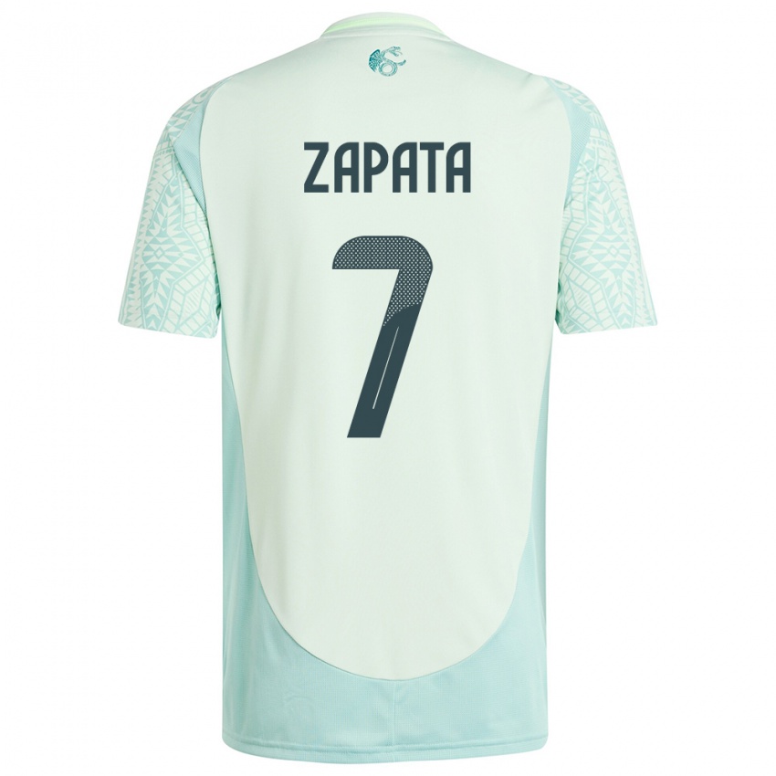 Homem Camisola México Angel Zapata #7 Linho Verde Alternativa 24-26 Camisa Brasil