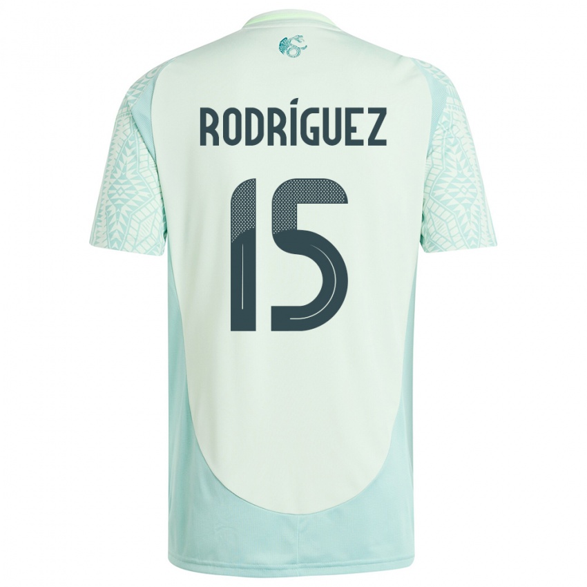 Homem Camisola México Jorge Rodriguez #15 Linho Verde Alternativa 24-26 Camisa Brasil