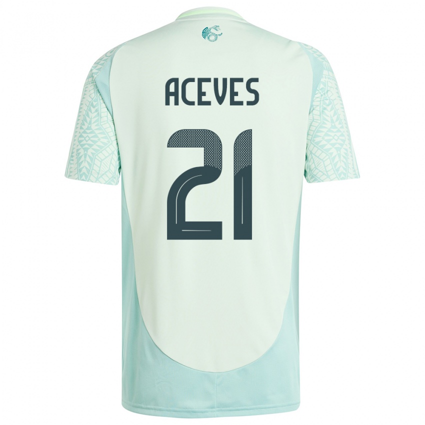 Homem Camisola México Daniel Aceves #21 Linho Verde Alternativa 24-26 Camisa Brasil