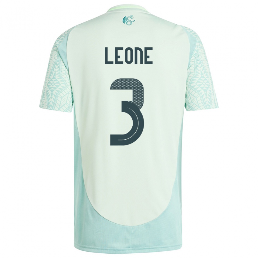 Homem Camisola México Antonio Leone #3 Linho Verde Alternativa 24-26 Camisa Brasil