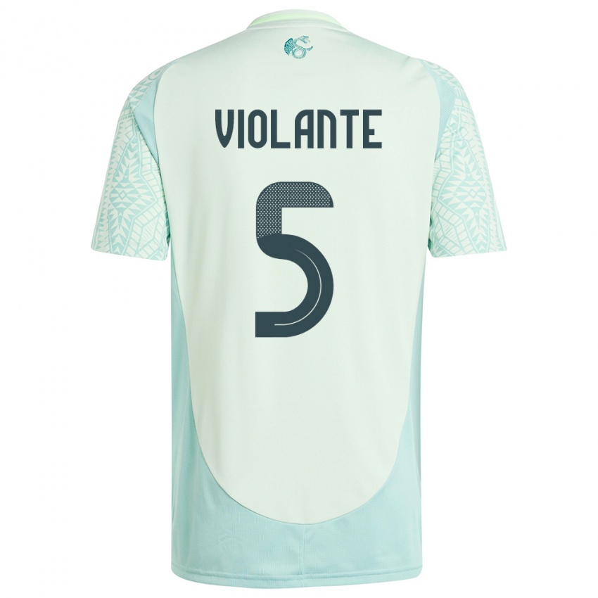 Homem Camisola México Isaias Violante #5 Linho Verde Alternativa 24-26 Camisa Brasil