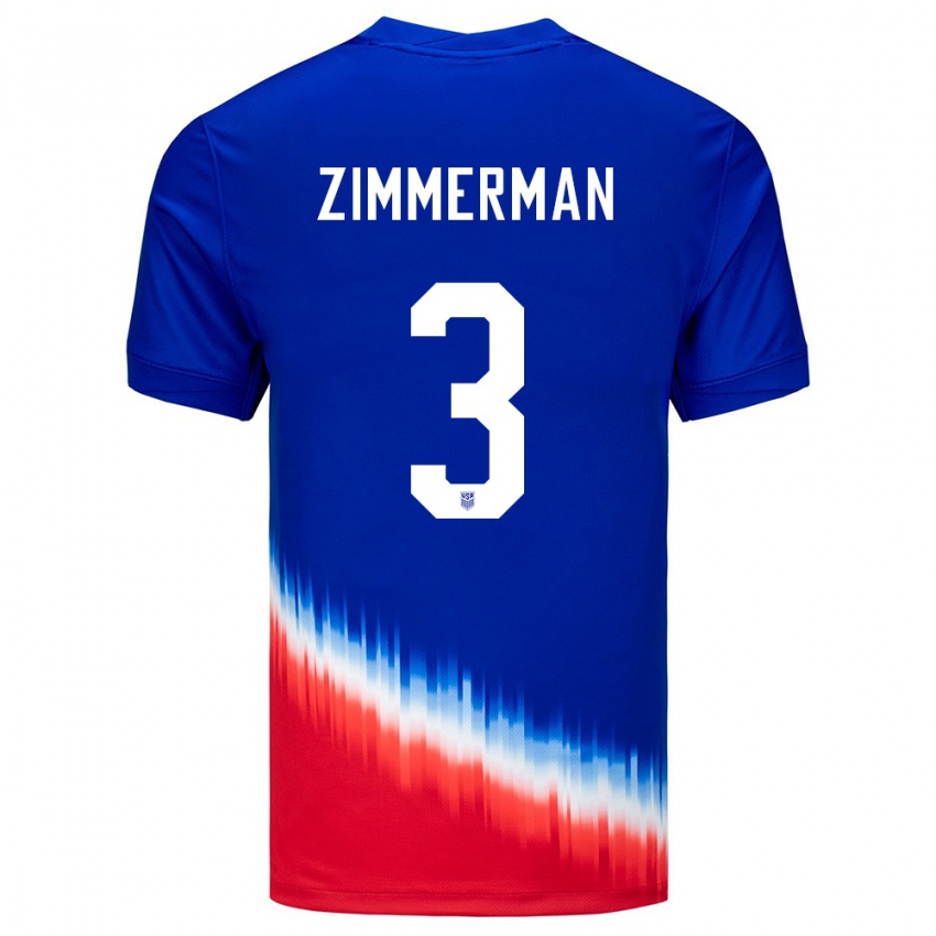 Homem Camisola Estados Unidos Walker Zimmerman #3 Azul Alternativa 24-26 Camisa Brasil