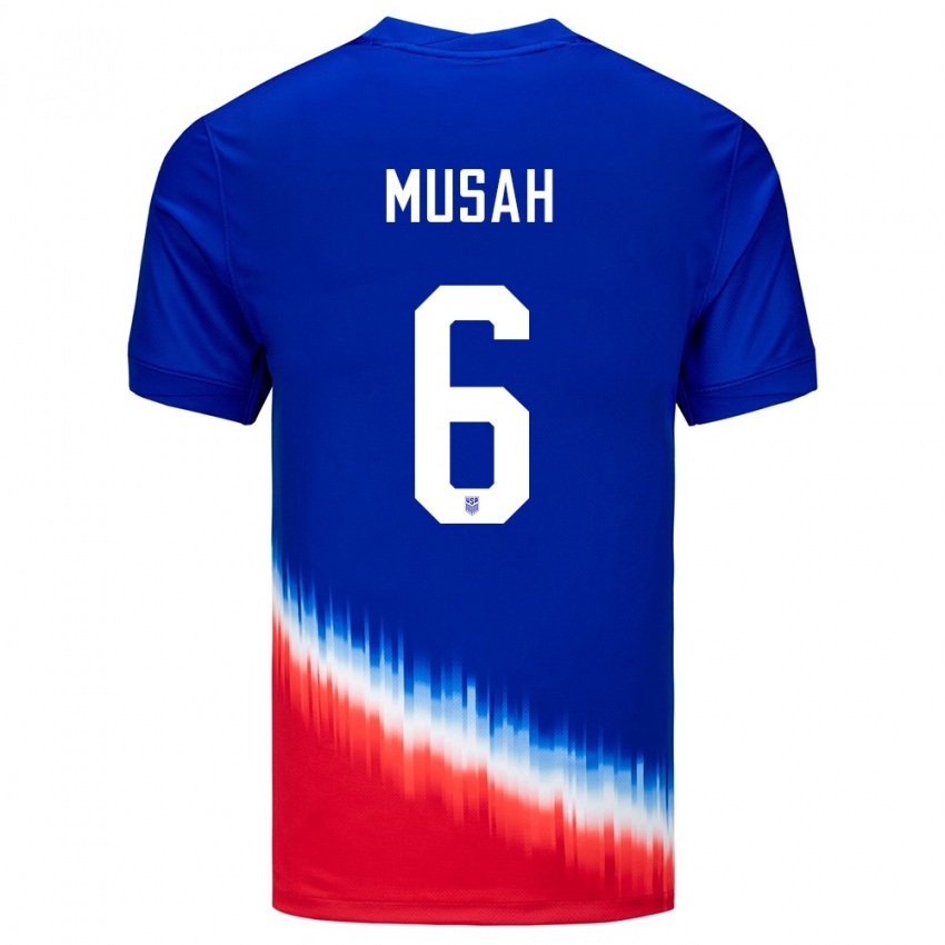 Homem Camisola Estados Unidos Yunus Musah #6 Azul Alternativa 24-26 Camisa Brasil