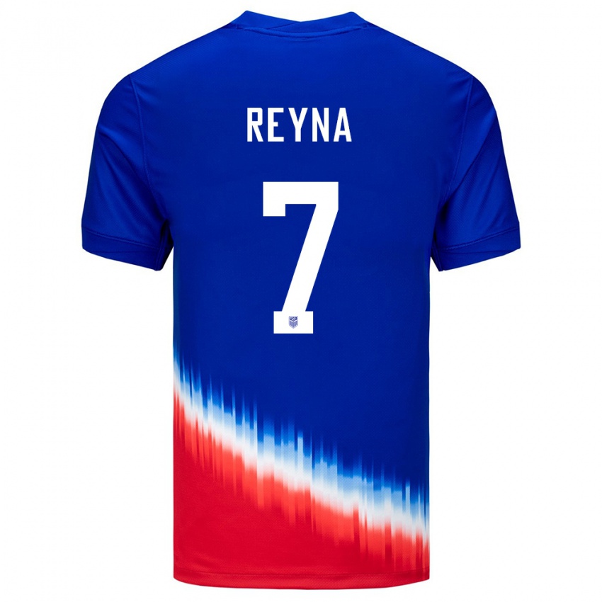 Homem Camisola Estados Unidos Giovanni Reyna #7 Azul Alternativa 24-26 Camisa Brasil