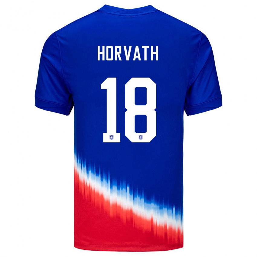 Homem Camisola Estados Unidos Ethan Horvath #18 Azul Alternativa 24-26 Camisa Brasil