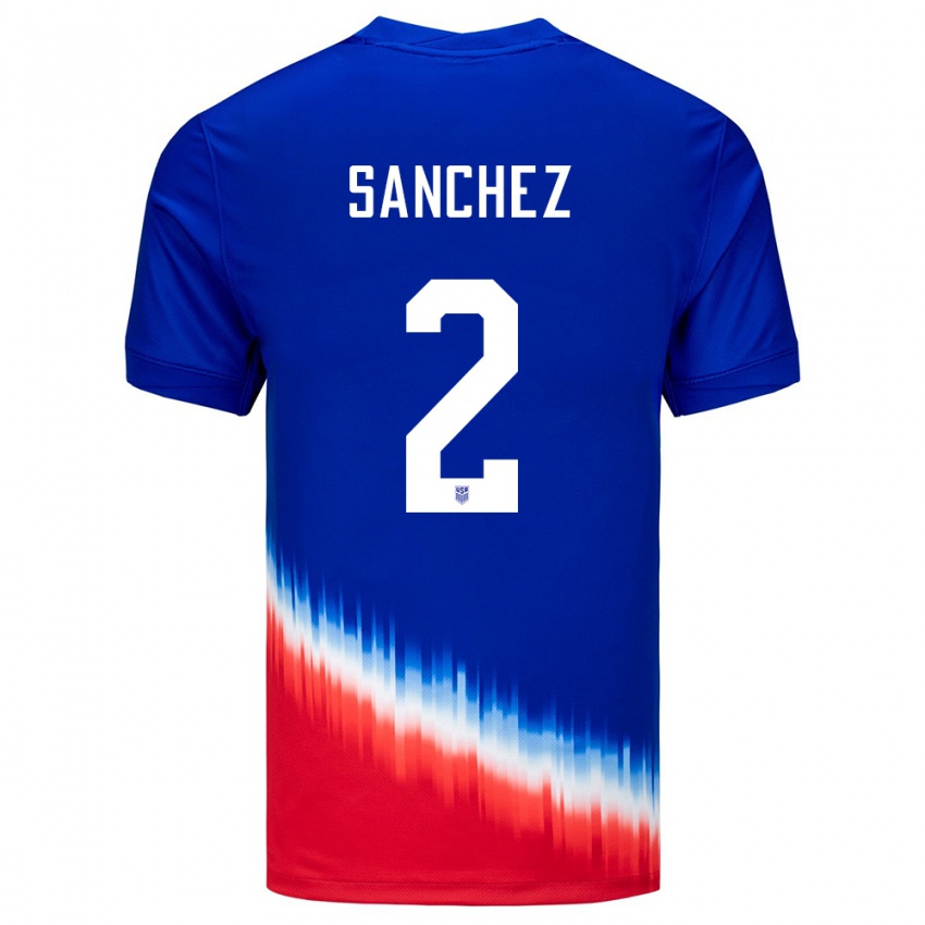 Homem Camisola Estados Unidos Ashley Sanchez #2 Azul Alternativa 24-26 Camisa Brasil