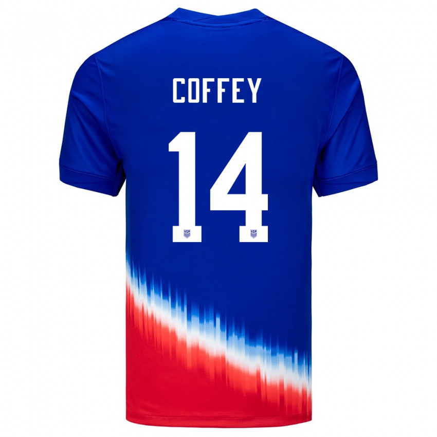 Homem Camisola Estados Unidos Sam Coffey #14 Azul Alternativa 24-26 Camisa Brasil