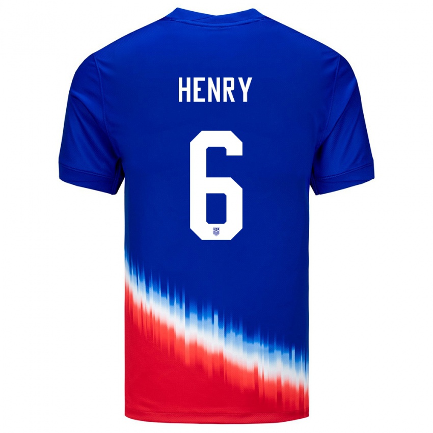 Homem Camisola Estados Unidos Kobi Henry #6 Azul Alternativa 24-26 Camisa Brasil