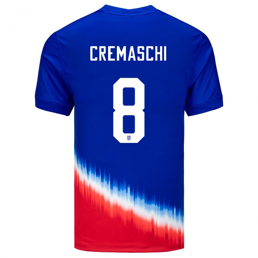 Homem Camisola Estados Unidos Benjamin Cremaschi #8 Azul Alternativa 24-26 Camisa Brasil