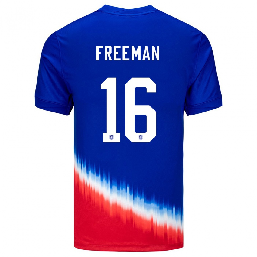 Homem Camisola Estados Unidos Alex Freeman #16 Azul Alternativa 24-26 Camisa Brasil