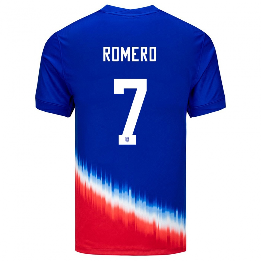 Homem Camisola Estados Unidos Brian Romero #7 Azul Alternativa 24-26 Camisa Brasil