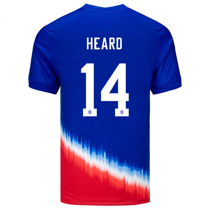 Homem Camisola Estados Unidos Aaron Heard #14 Azul Alternativa 24-26 Camisa Brasil