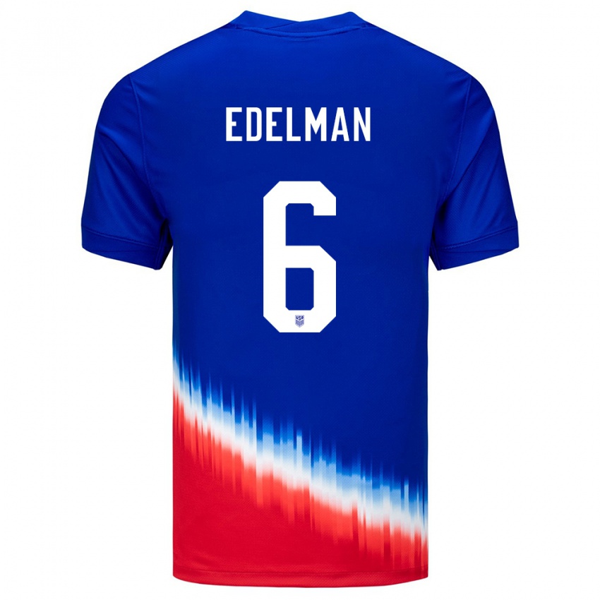 Homem Camisola Estados Unidos Daniel Edelman #6 Azul Alternativa 24-26 Camisa Brasil