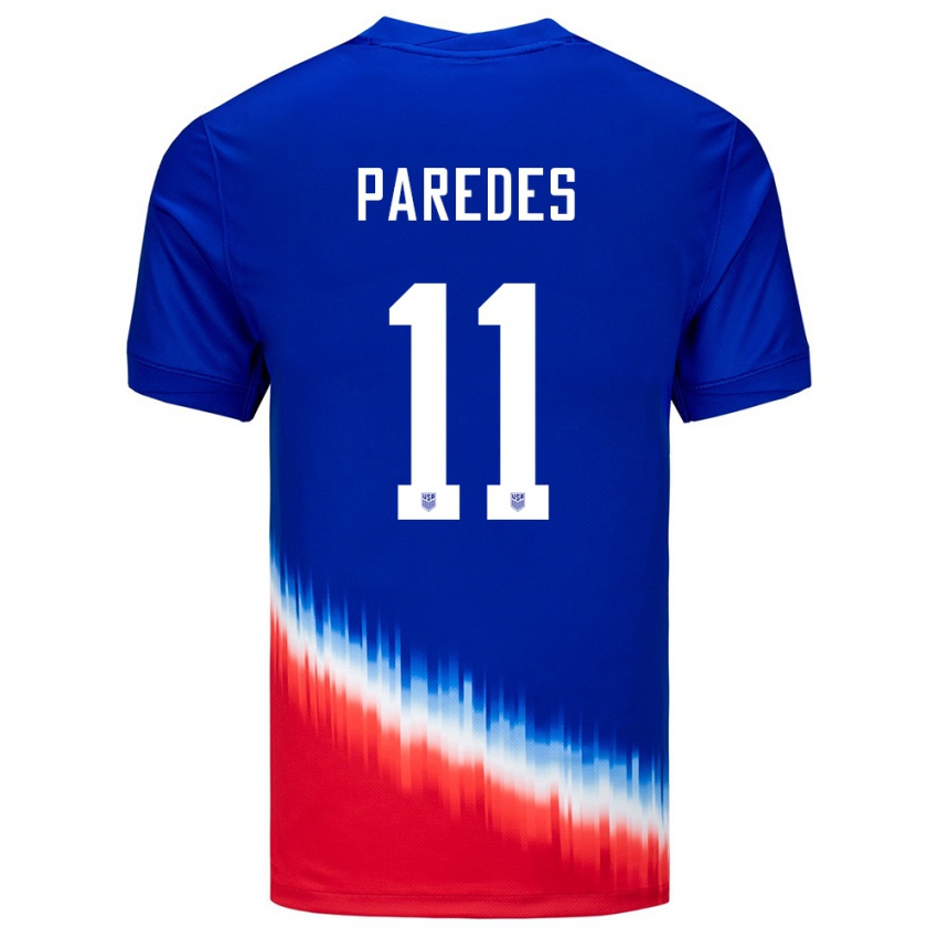 Homem Camisola Estados Unidos Kevin Paredes #11 Azul Alternativa 24-26 Camisa Brasil