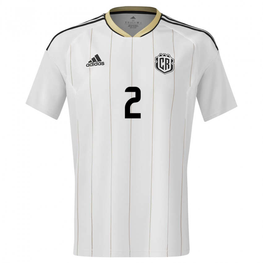 Homem Camisola Costa Rica Daniel Chacon #2 Branco Alternativa 24-26 Camisa Brasil