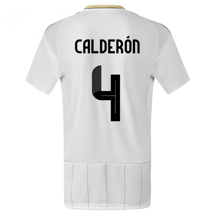 Homem Camisola Costa Rica Brandon Calderon #4 Branco Alternativa 24-26 Camisa Brasil