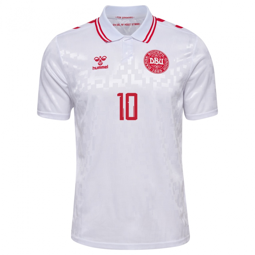 Homem Camisola Dinamarca Christian Eriksen #10 Branco Alternativa 24-26 Camisa Brasil