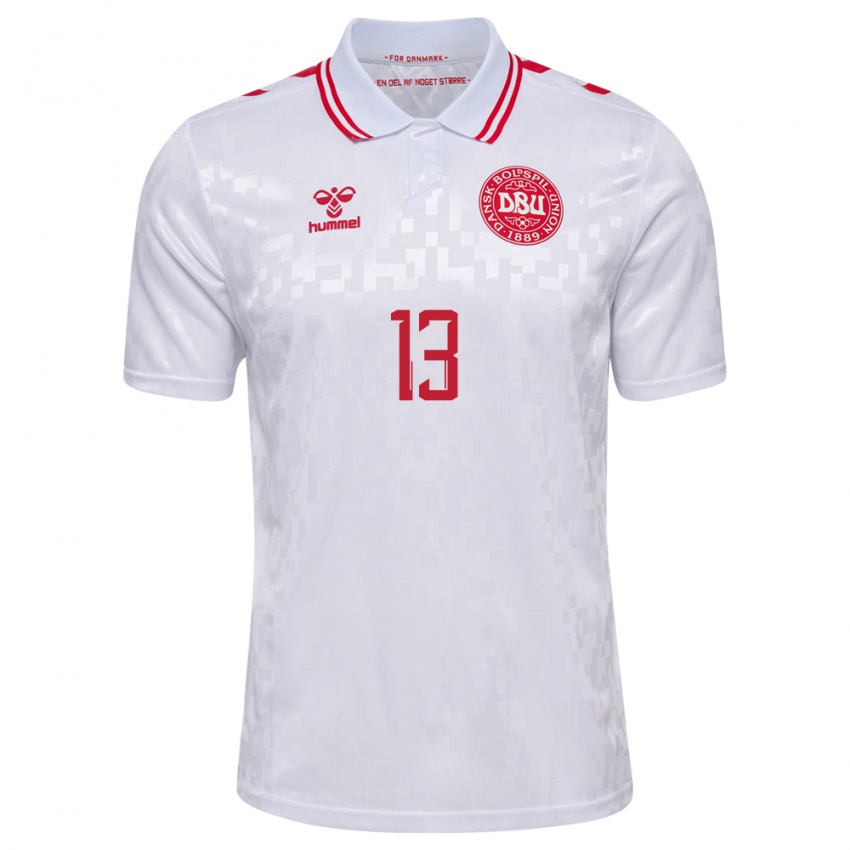 Homem Camisola Dinamarca Sofie Junge #13 Branco Alternativa 24-26 Camisa Brasil