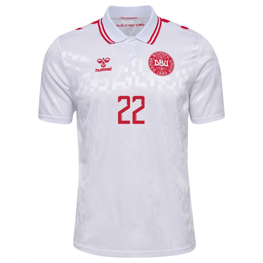 Homem Camisola Dinamarca Frederik Ronnow #22 Branco Alternativa 24-26 Camisa Brasil