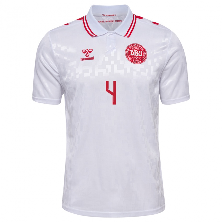 Homem Camisola Dinamarca Simon Kjaer #4 Branco Alternativa 24-26 Camisa Brasil